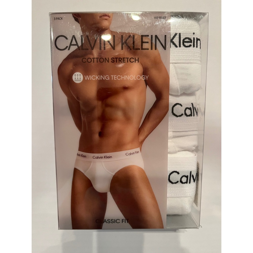 Calvin Klein 3 Pack Cotton Stretch Hip Briefs Wicking Technology Size XL 40-42